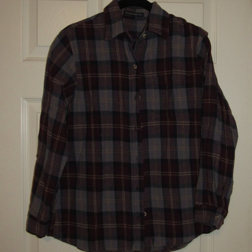 Brandy Melville Plaid Flannel Button Up Top